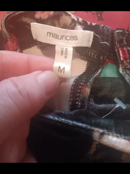 Maurices Black Red Floral Velvet Bodycon Midi Dress Medium - Picture 5 of 5